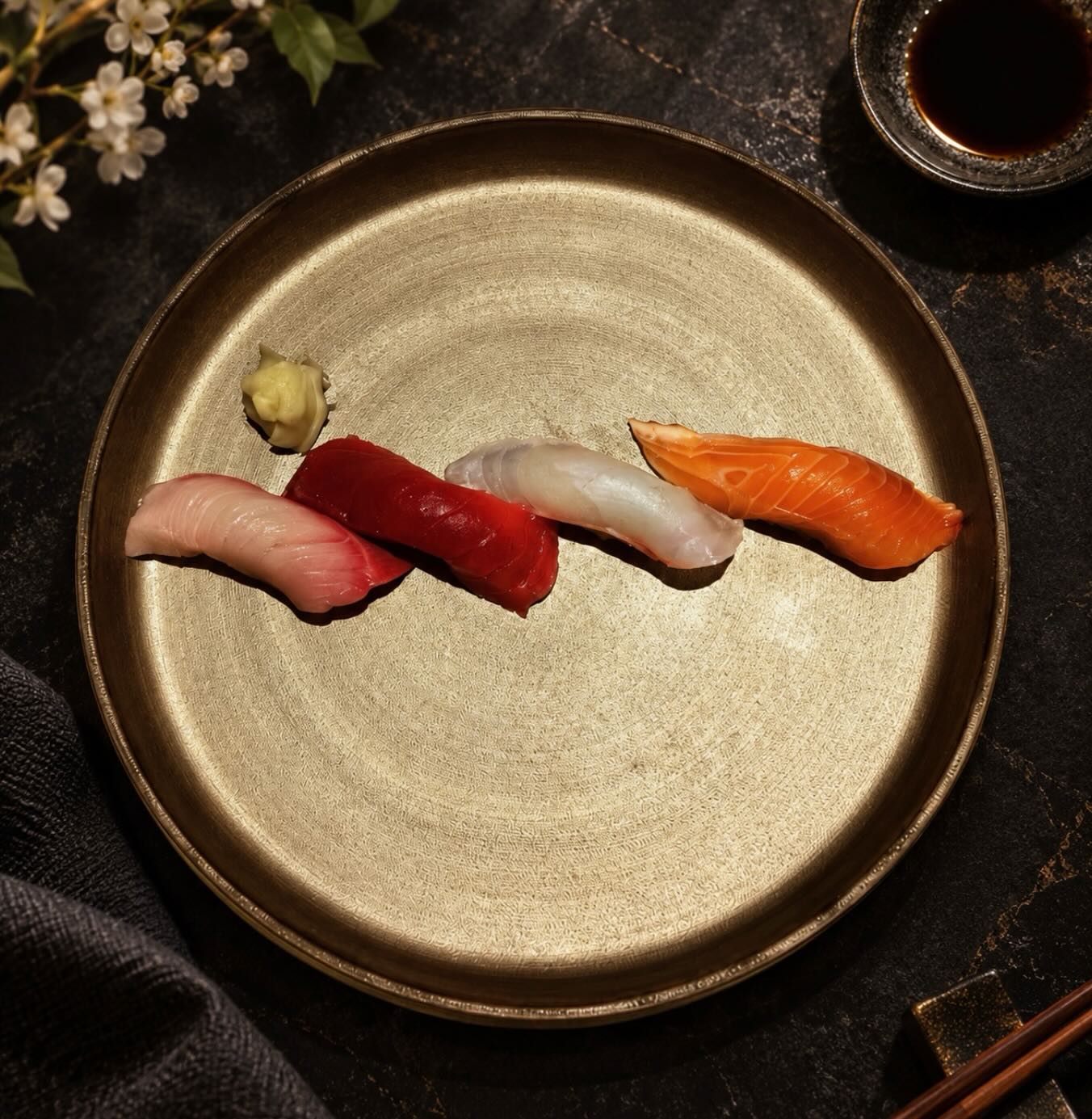 Vier Nigiri. Feine Nuancen.
Zarte Texturen und purer Geschmack – Stück für Stück ein Moment zum Geniessen.
Four nigiri. Subtle nuances.
Delicate textures and pure flavour – each piece a moment to savour.
Imperial Garden × Nota Sushi · Bülach
#NotaSushi #ImperialGarden #Bülach #Nigiri #SushiLovers