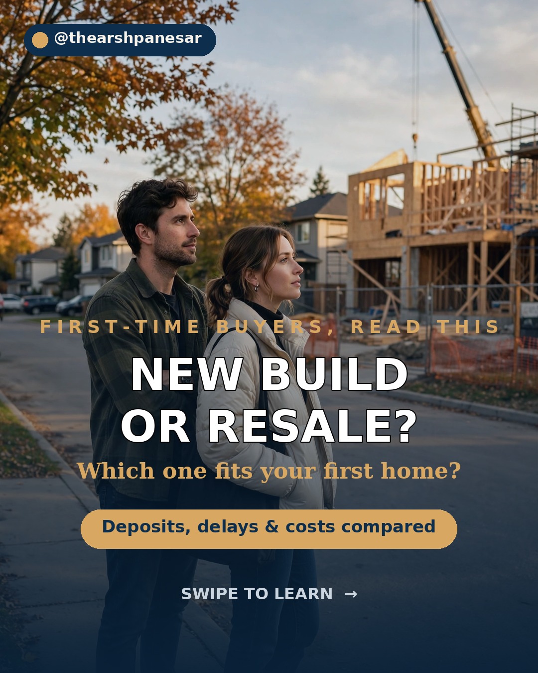 New build or resale for your first home? 🏠 SAVE this — one choice decides your deposit, your timeline, and your closing costs.
✓ Deposits: 15–20% staggered for pre-con vs ~5% with a resale offer
✓ Delays: occupancy fees & shifting move dates vs a firm closing day
✓ Closing costs: levies & builder fees on new builds vs ~1.5–2% on resale
Comment NEWBUILD and I'll DM you my free New Build vs Resale Cheat Sheet 📋
Follow @thearshpanesar for daily GTA deals & buyer tips.
📞 416-857-7186 | arshpanesar.ca
#firsttimehomebuyer #gtarealestate #bramptonrealestate #newbuild #homebuyingtips